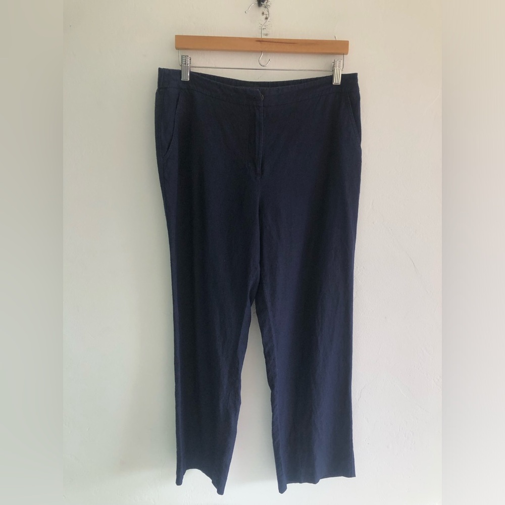 Talbots Pants Womens 8 Blue 100% Linen Pants Pockets